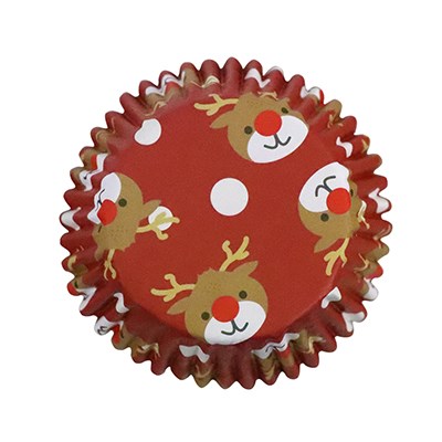 Lot de 30 Caissettes à cupcakes doublées de papier d&#39;aluminium - Renne de Noël