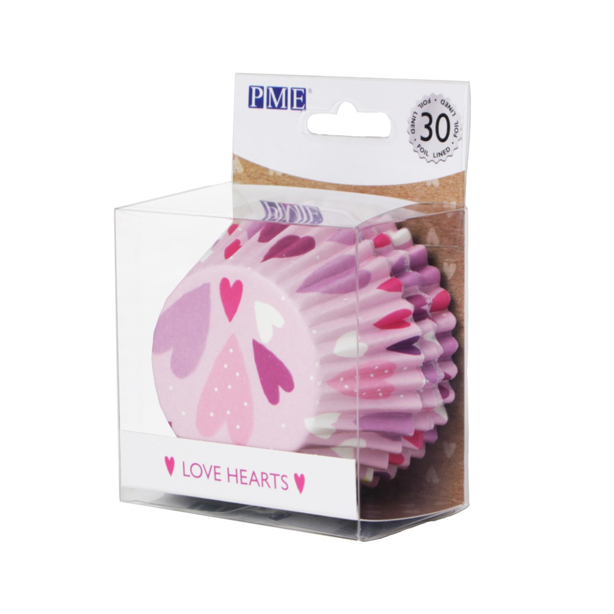 Lot de 30 caissettes à Cupcakes Doublées de Papier Aluminium – Cœurs d&#39;amour