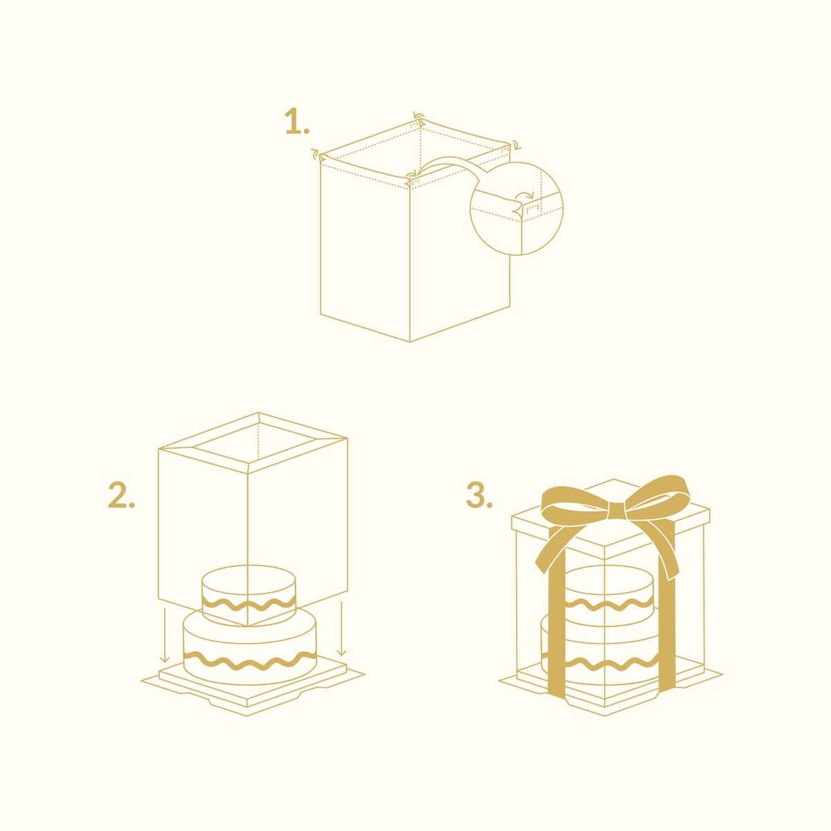 Présentoir Boîte à gâteau CRYSTAL 15 cm - Ruban en satin doré inclus