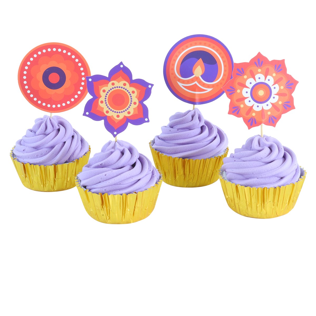 Lot de 24 toppers pour cupcakes - Happy Diwali