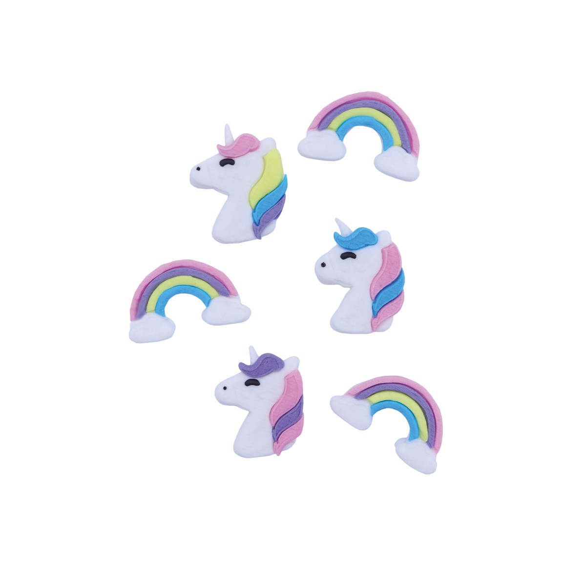 Pack de 6 décorations comestibles pour cupcakes thème Licorne - Sucre