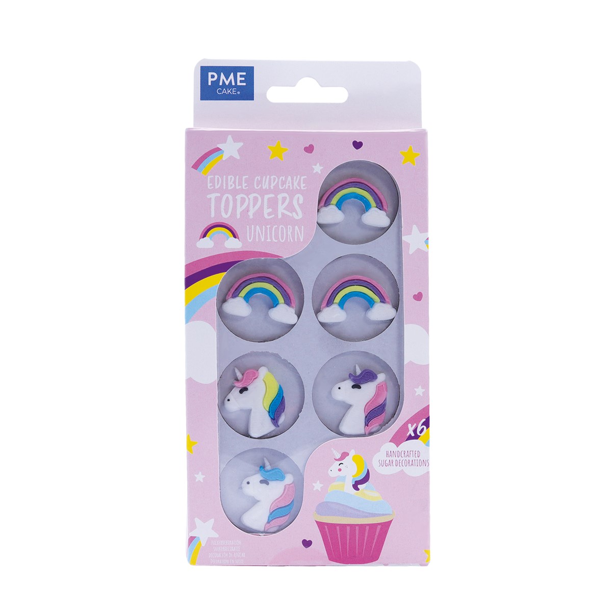 Pack de 6 décorations comestibles pour cupcakes thème Licorne - Sucre