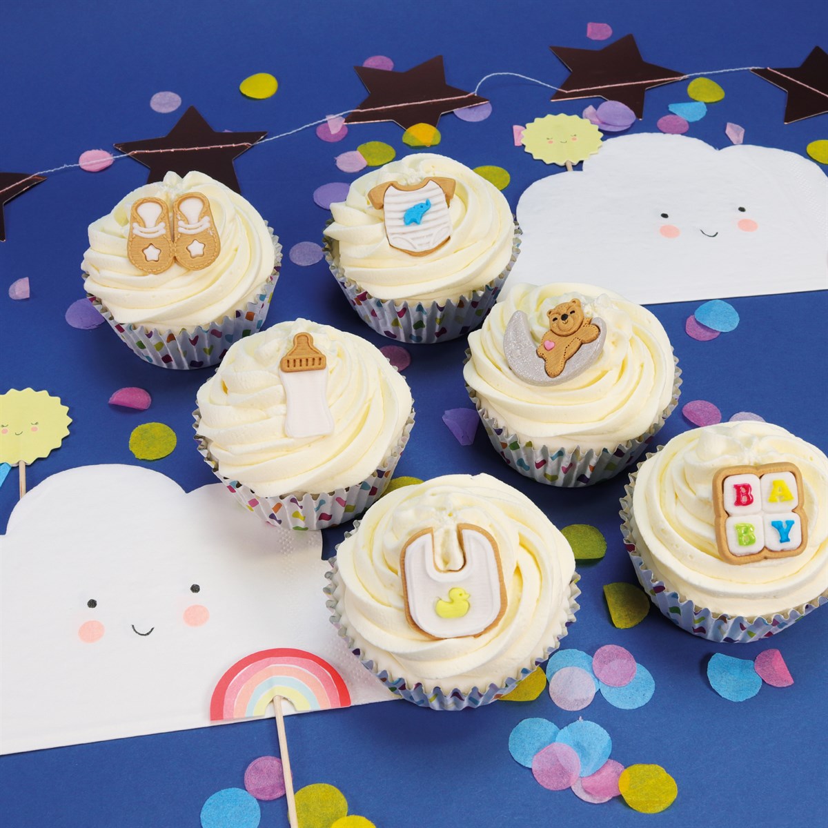 Pack de 6 décorations comestibles pour cupcakes thème bébé - Sucre