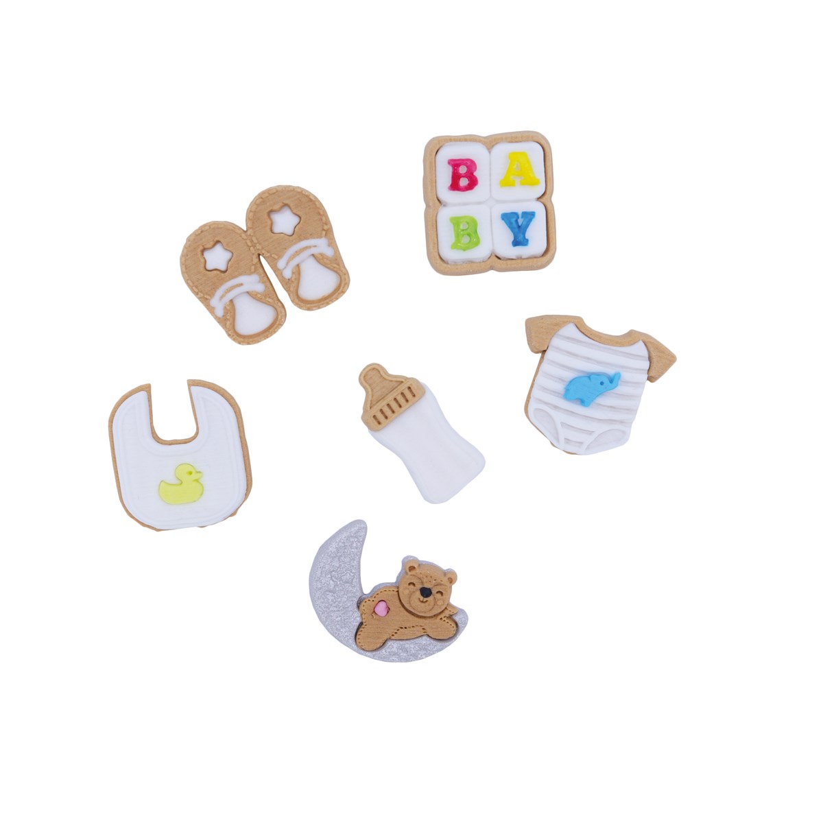 Pack de 6 décorations comestibles pour cupcakes thème bébé - Sucre