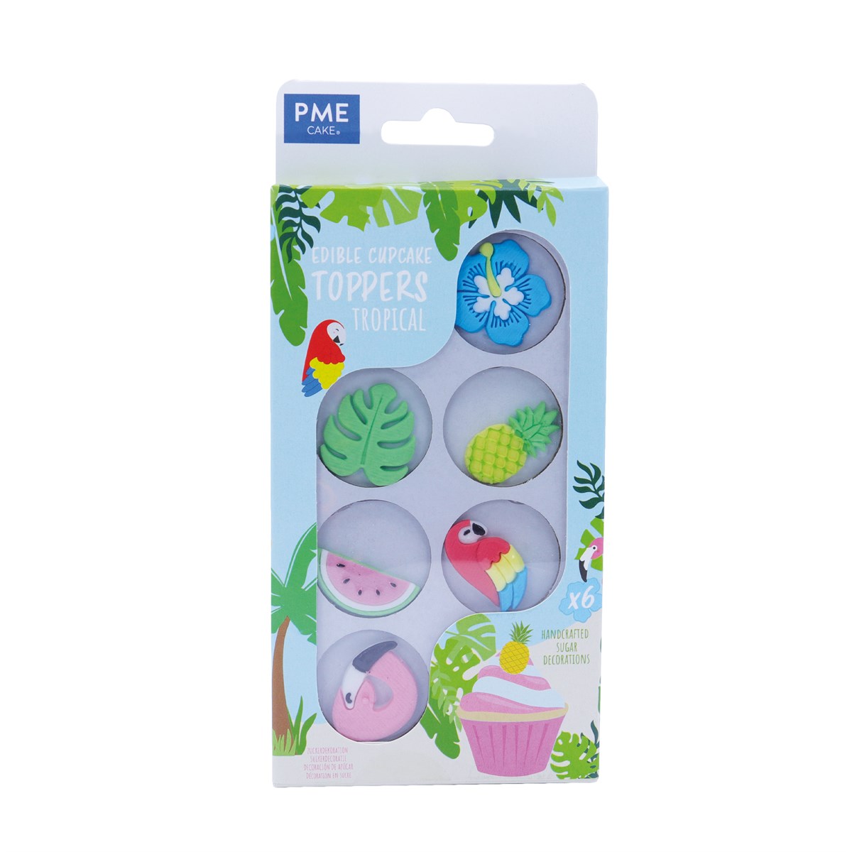 Pack de 6 décorations comestibles pour cupcakes thème tropical - Sucre