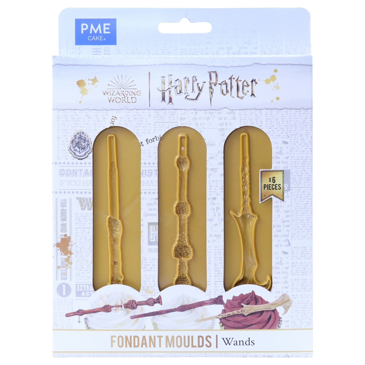 Pack de 6 Moules à Pâte à Sucre Harry Potter &quot;Baguettes Magiques&quot;