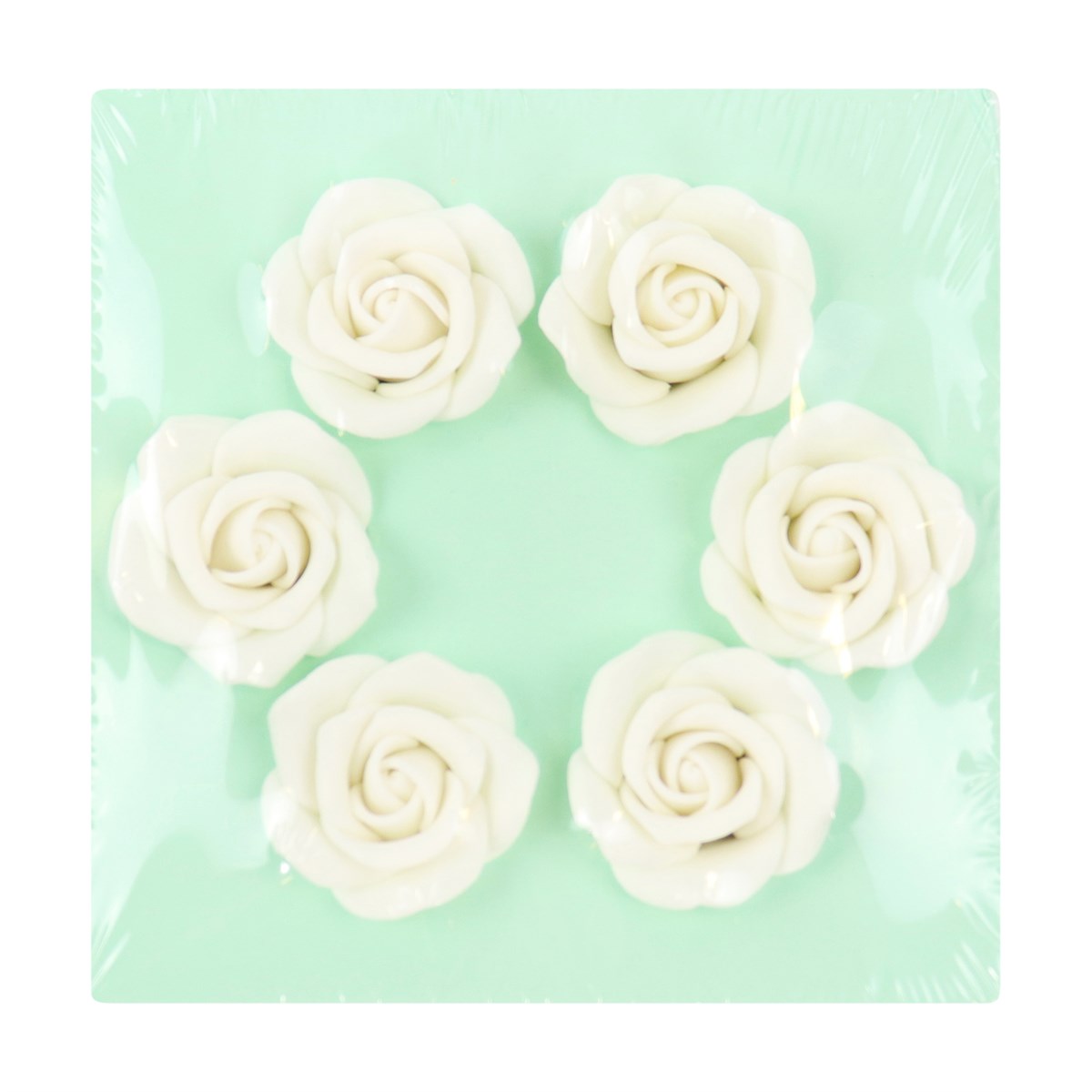 Lot de 6 décorations roses en sucre blanc 45mm
