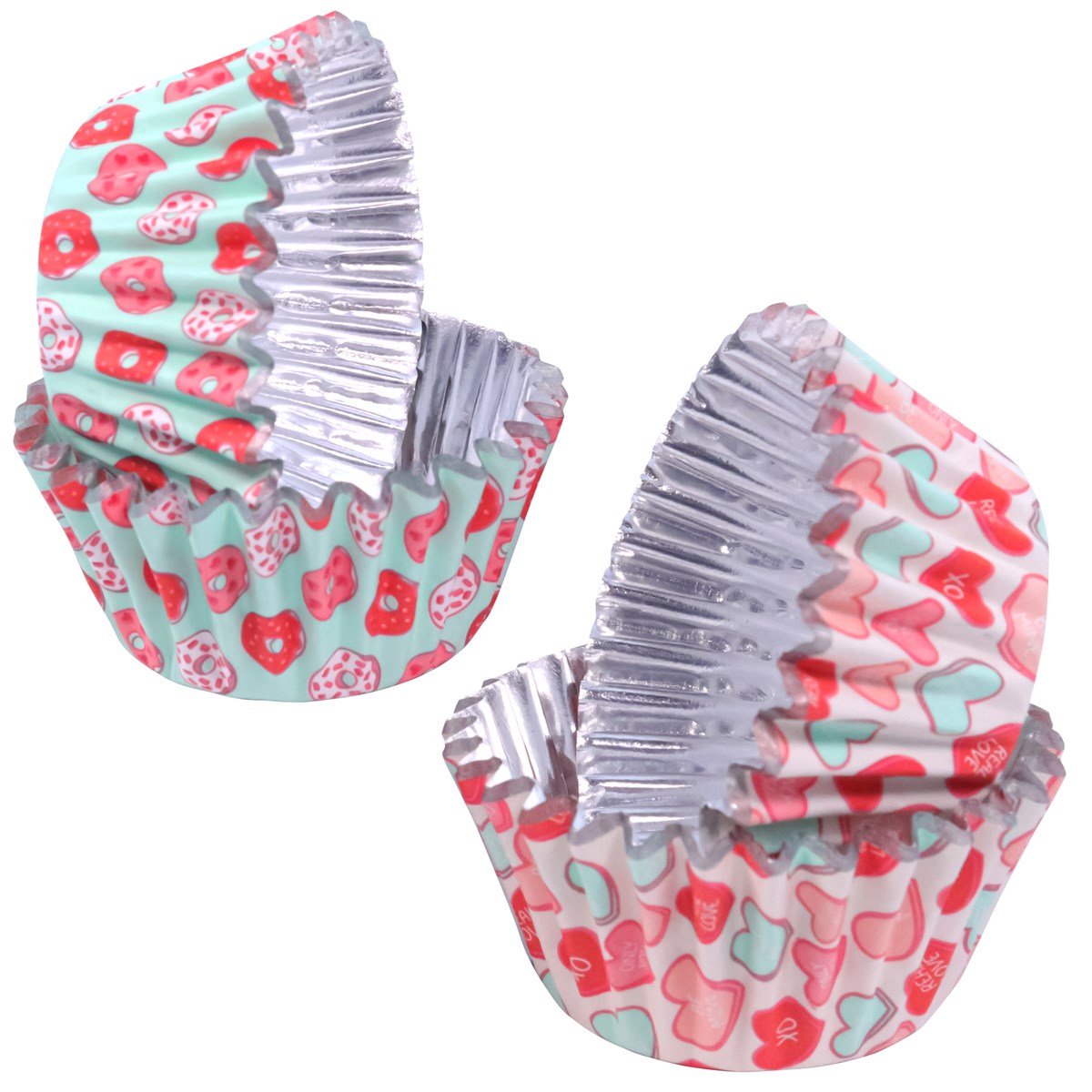 Set de 60 Mini Caissettes à cupcakes Saint Valentin &quot;Joliment Sucré&quot; - Aluminium