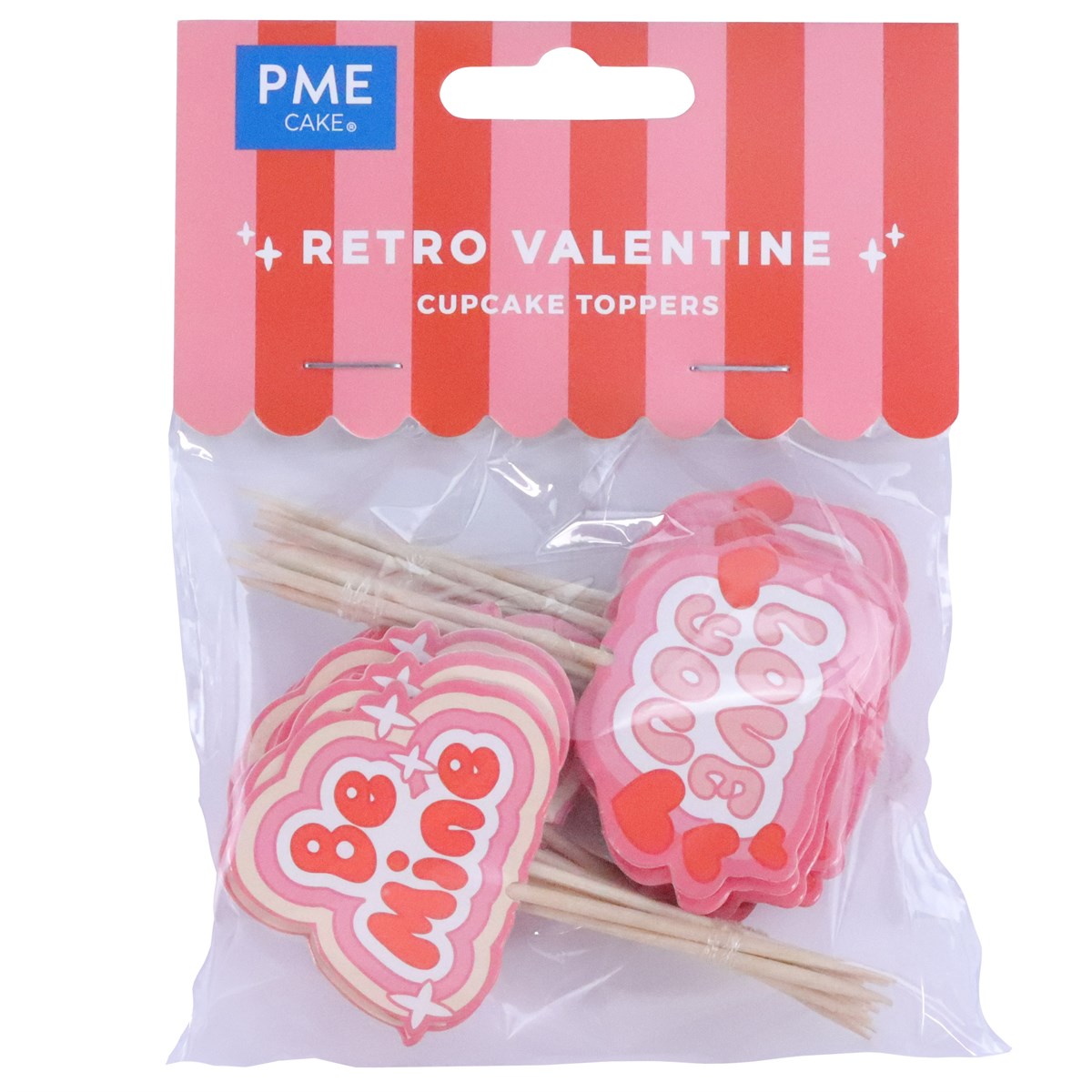 Set de 24 Toppers pour gâteaux Saint Valentin &quot;Valentine Rétro&quot;